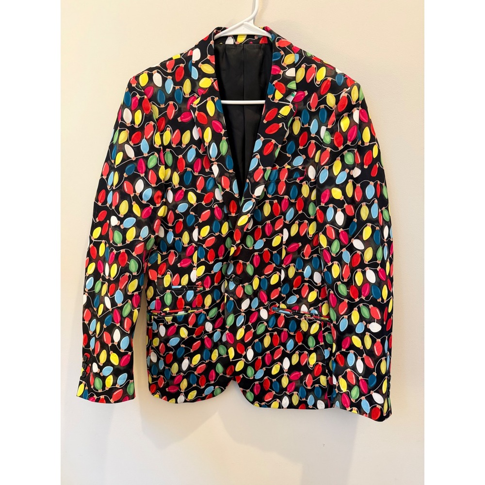Suslo Couture Men Christmas Lights Holiday Blazer Slim Fit Novelty Sport Coat